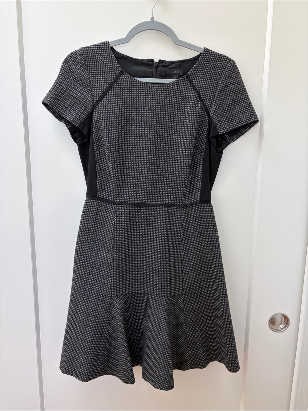 J Crew Classic Black & Gray Fit-and-Flare Dress